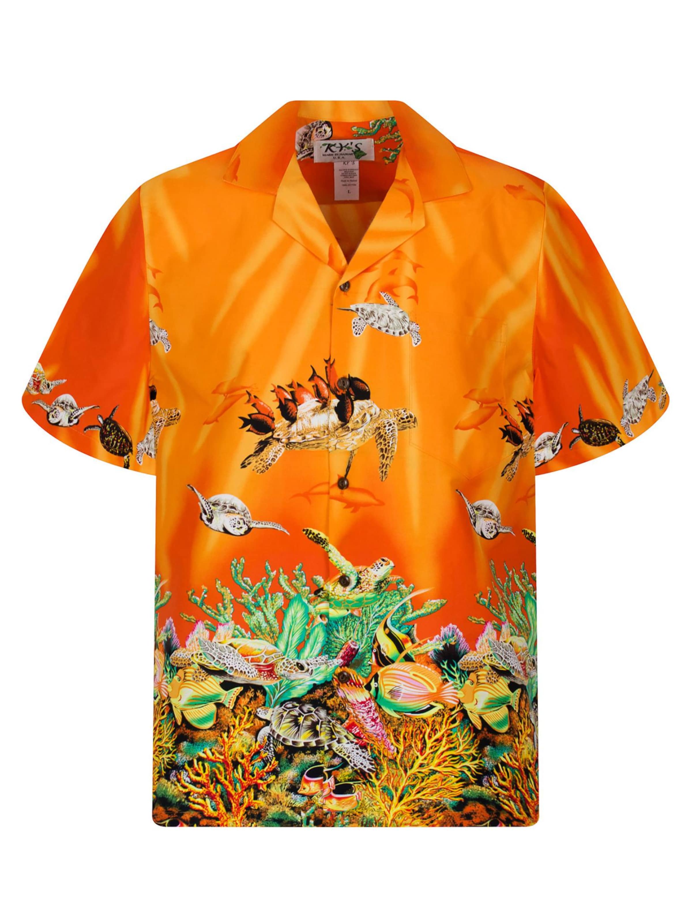KY's Regular fit Button Up Shirt 'Turtle NEW' in Orange: front