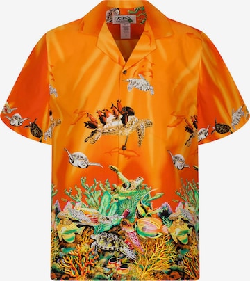 KY's Regular fit Button Up Shirt 'Turtle NEW' in Orange: front