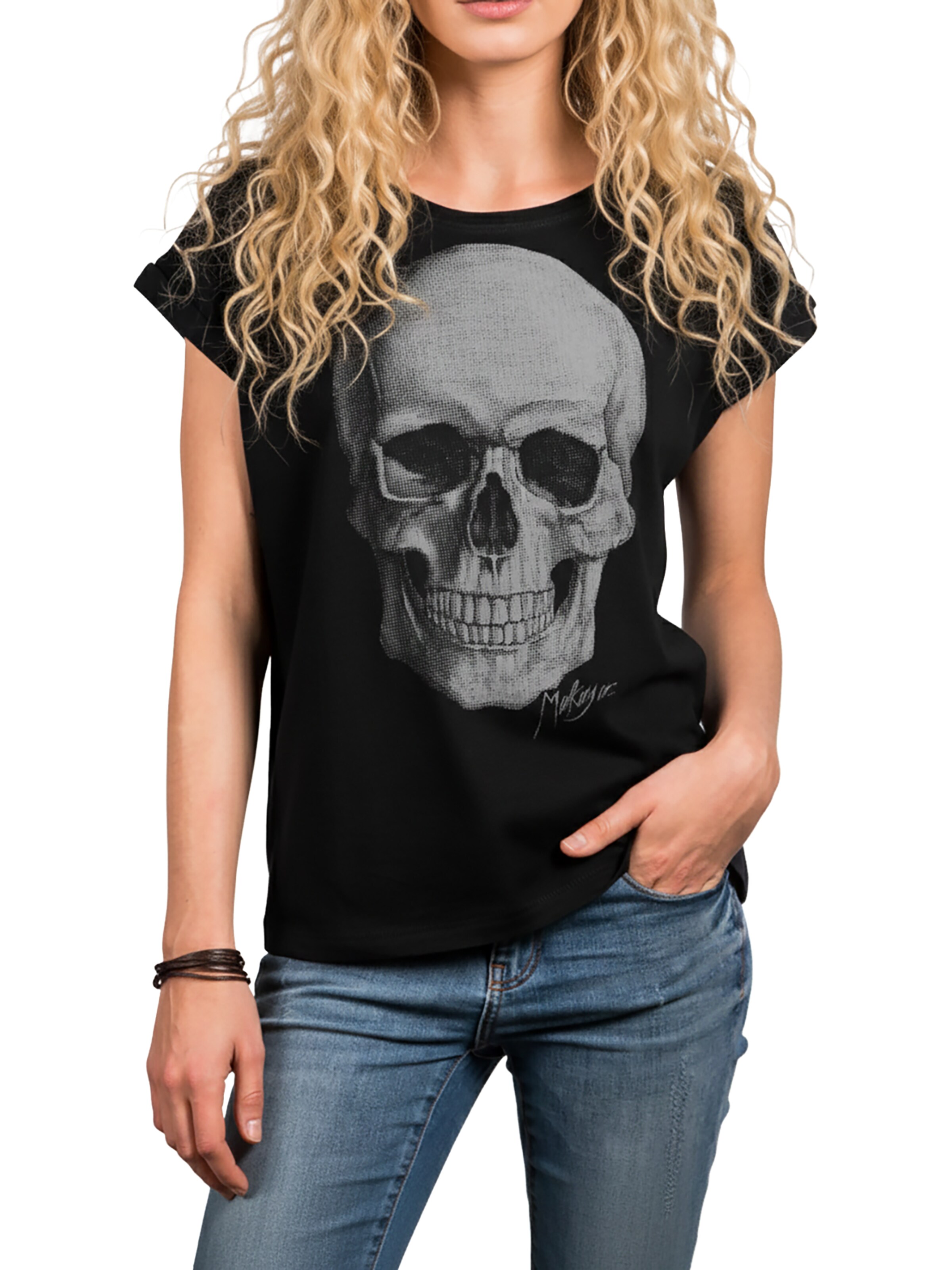 MAKAYA Shirt 'Totenkopf' in Black