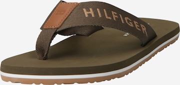 TOMMY HILFIGER - Sandalias de dedo en verde: frente