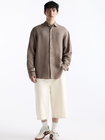 Pull&Bear Comfort fit Srajca | rjava barva