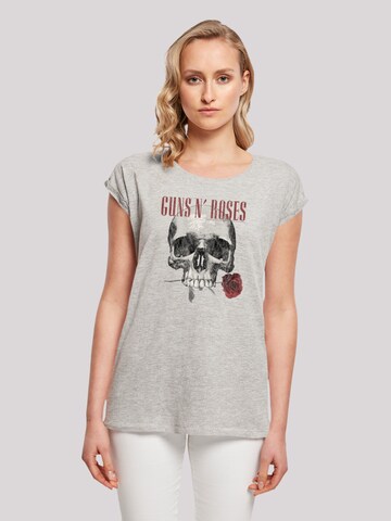 F4NT4STIC T-Shirt 'Guns 'n' Roses Flower Skull Rock Musik Band' in Grau: predná strana