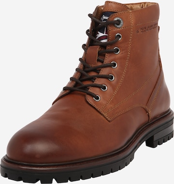 Pepe Jeans Lace-Up Boots 'NED' in Brown: front