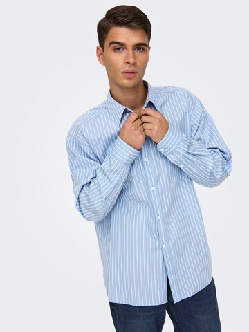Only & Sons Regular fit Button Up Shirt in Blue
