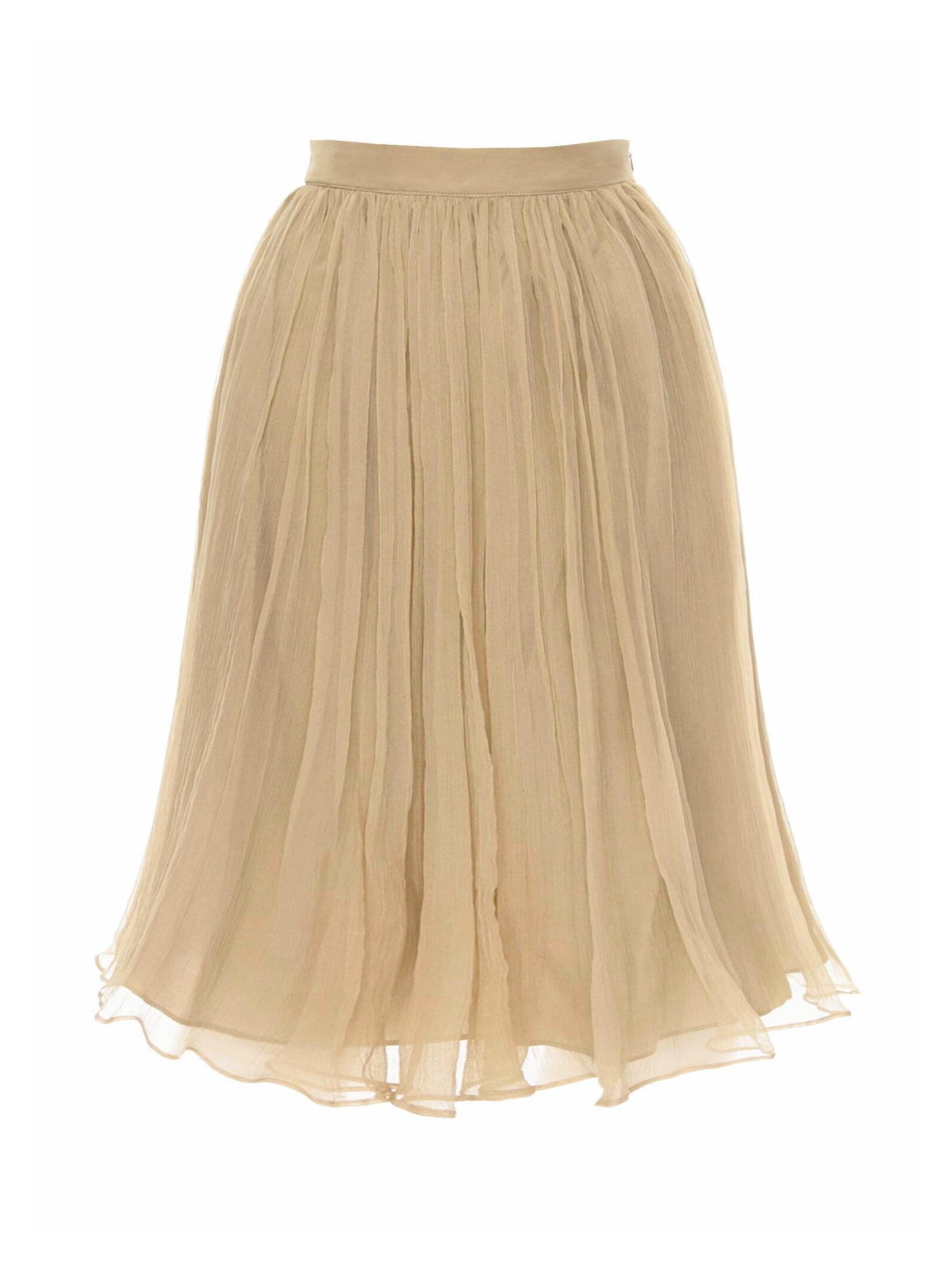 AVENUE N°29 Kjol 'Gathered Silk Midi Skirt' i beige