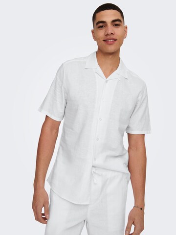 Only & Sons Slim fit Button Up Shirt 'Caiden' in White