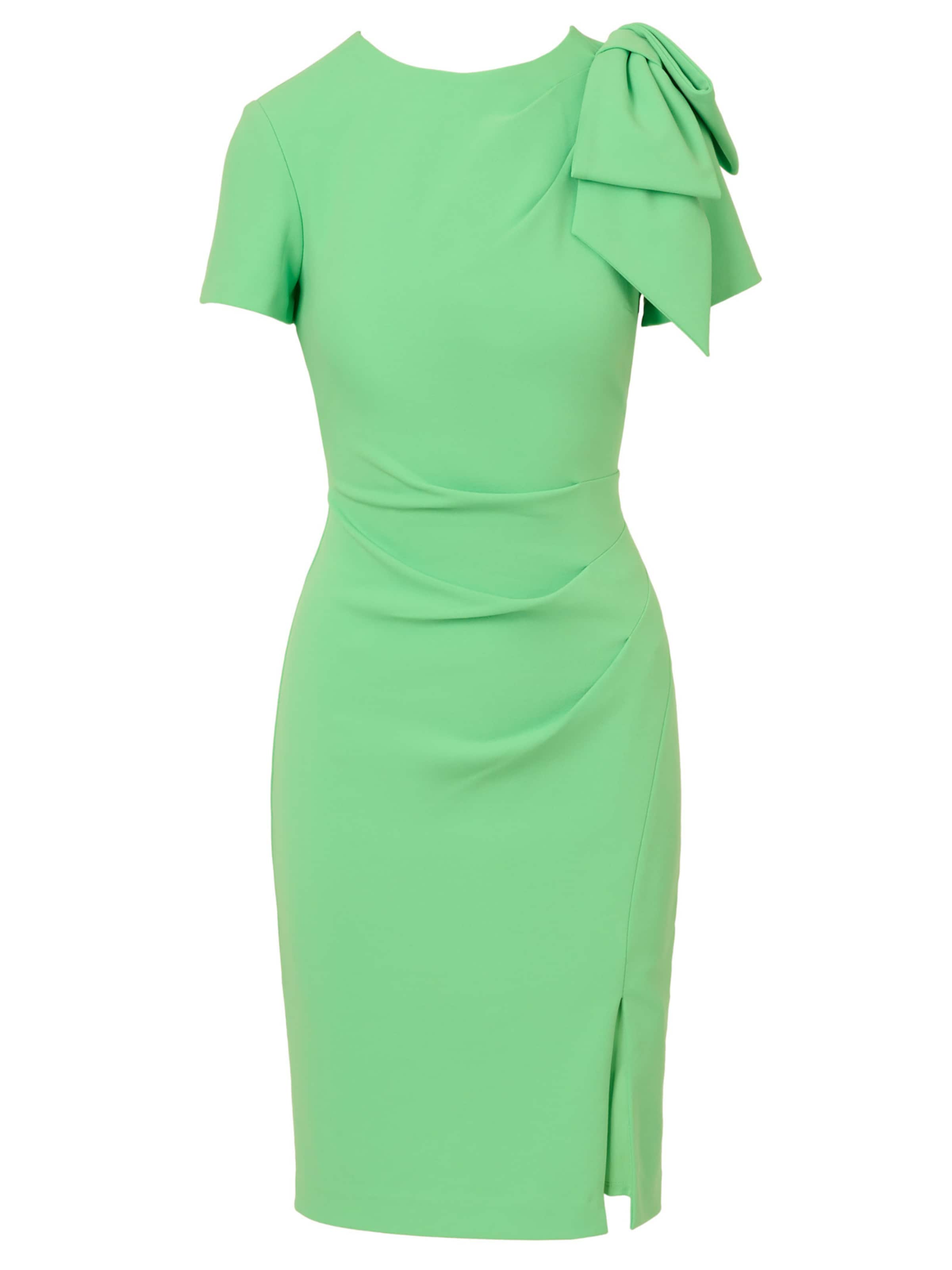Adrianna Papell Knielanges Cocktailkleid 'Pleated Bow Midi Dress' in Grün: Vorderseite