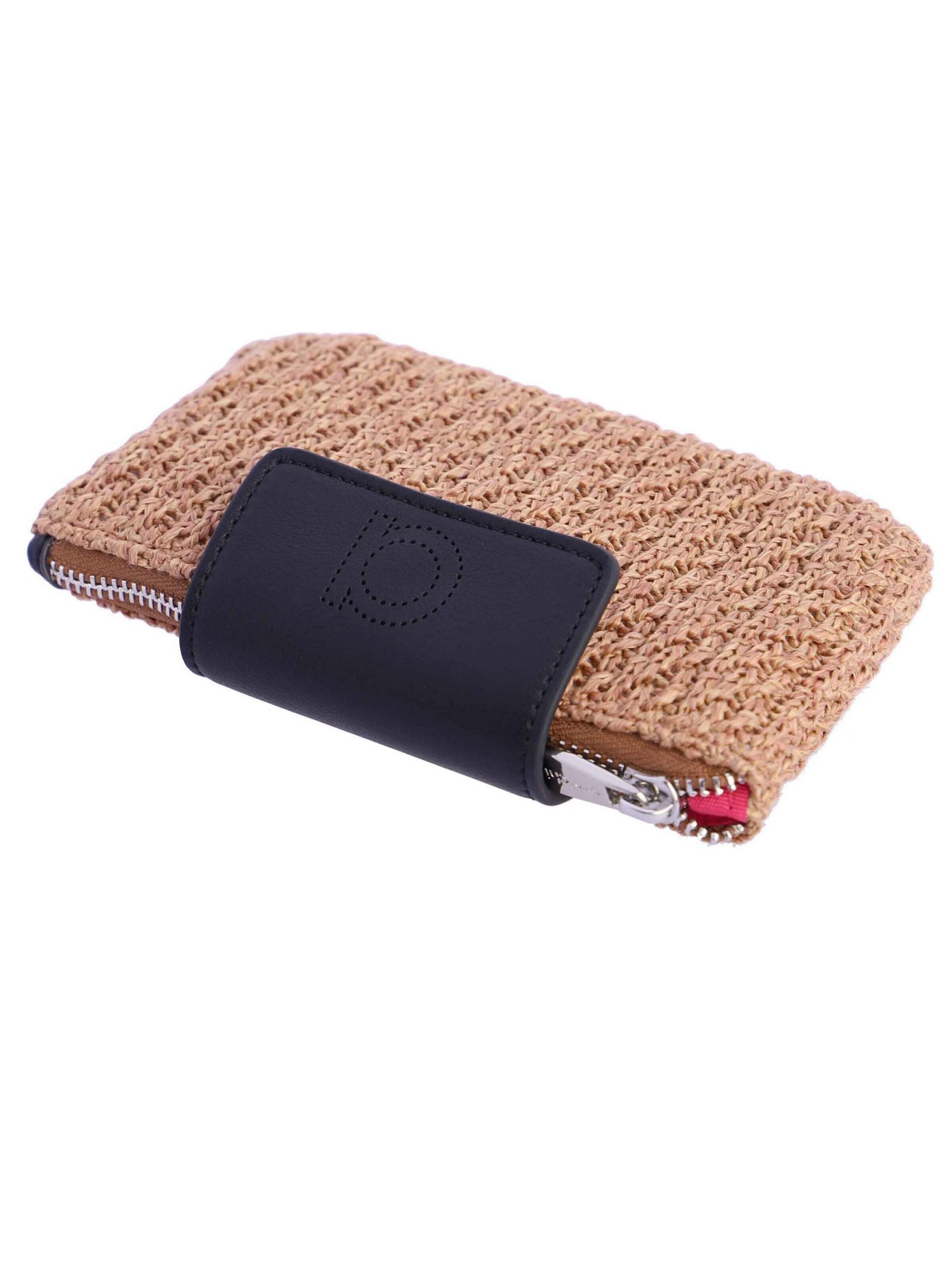 Amichi - Cartera 'Cartera para mujer Sunny de fibras naturales  y cierre de solapa y cremallera' en marrón