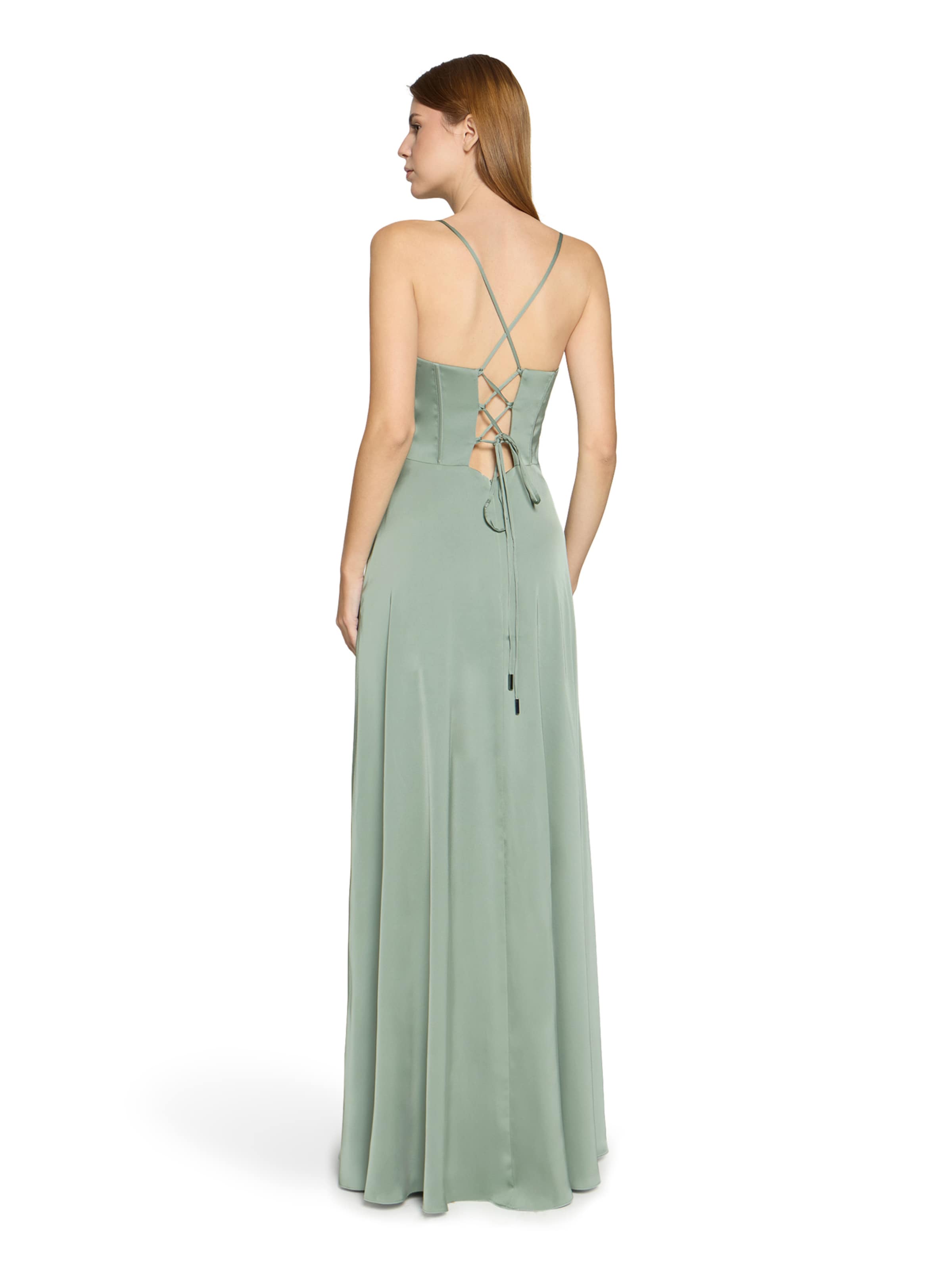 Vera Mont Abendkleid mit Wasserfallausschnitt in Grün