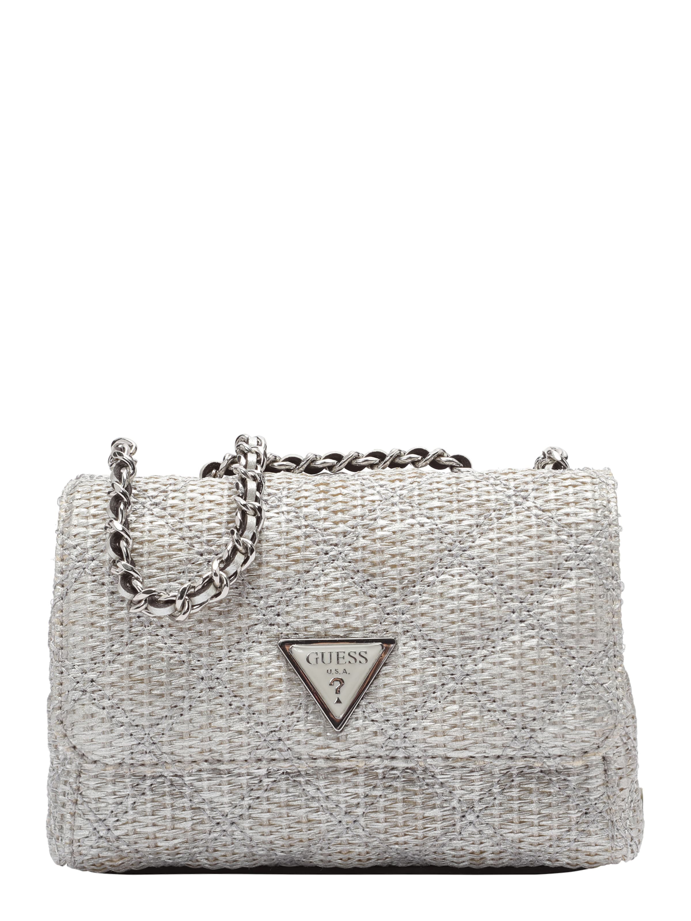 GUESS Чанта с презрамки 'GIULLY II MINI 2 COMP CVRT FLP' в сребърно: отпред