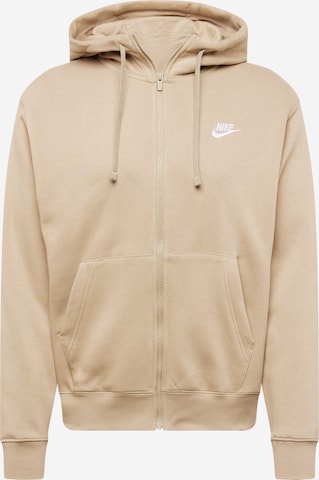 Nike Sportswear - Casaco em moletão 'Club Fleece' em bege: frente