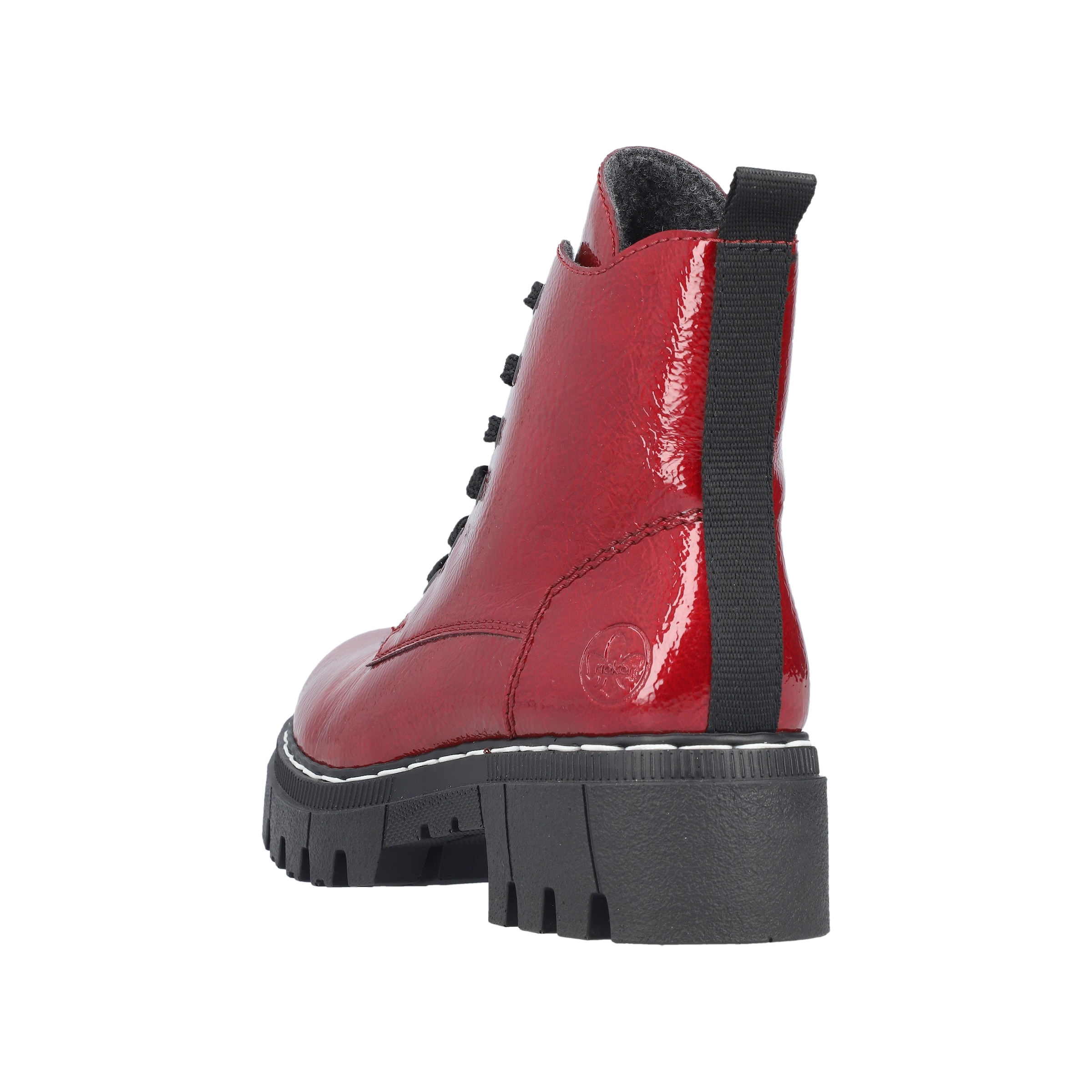Rieker Lace-Up Ankle Boots in Red