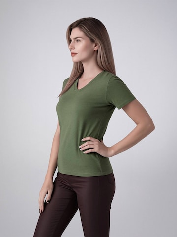 Maglietta 'Leafletic Women’s Short Sleeve V-Neck T-shirt' di LEAFLETIC in verde