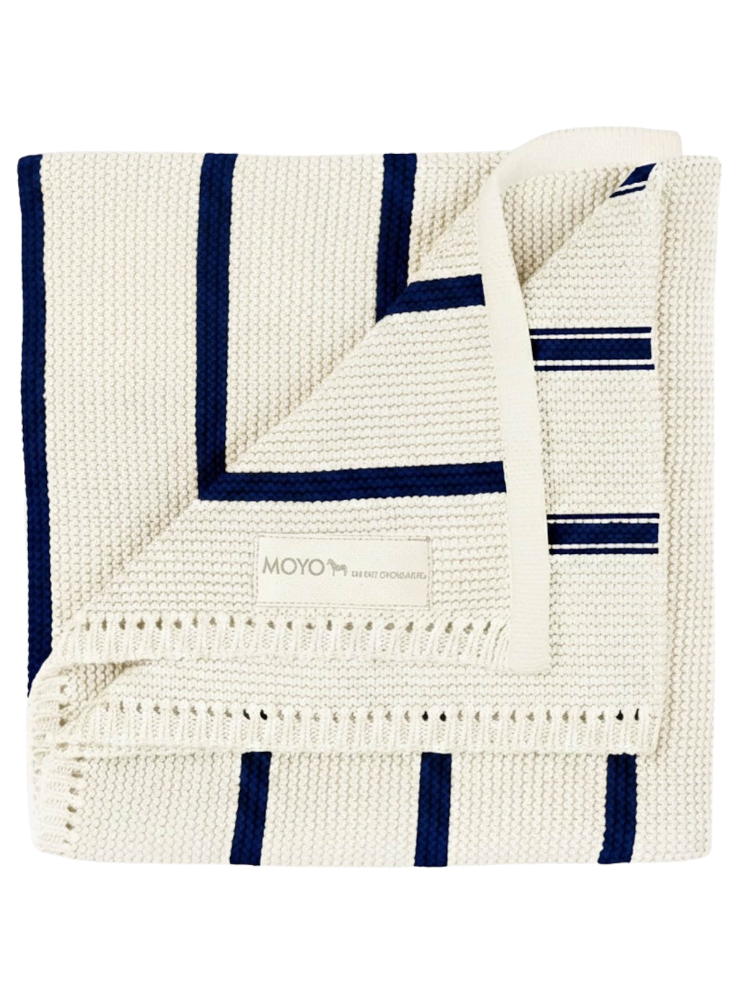 Räuberella Babydecke 'Strick-Babydecke „Leises Streiflein“' in Weiß: Vorderseite