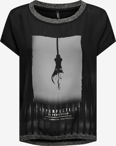 ONLY T-Shirt 'MICKELA' in grau / schwarz / silber, Produktansicht