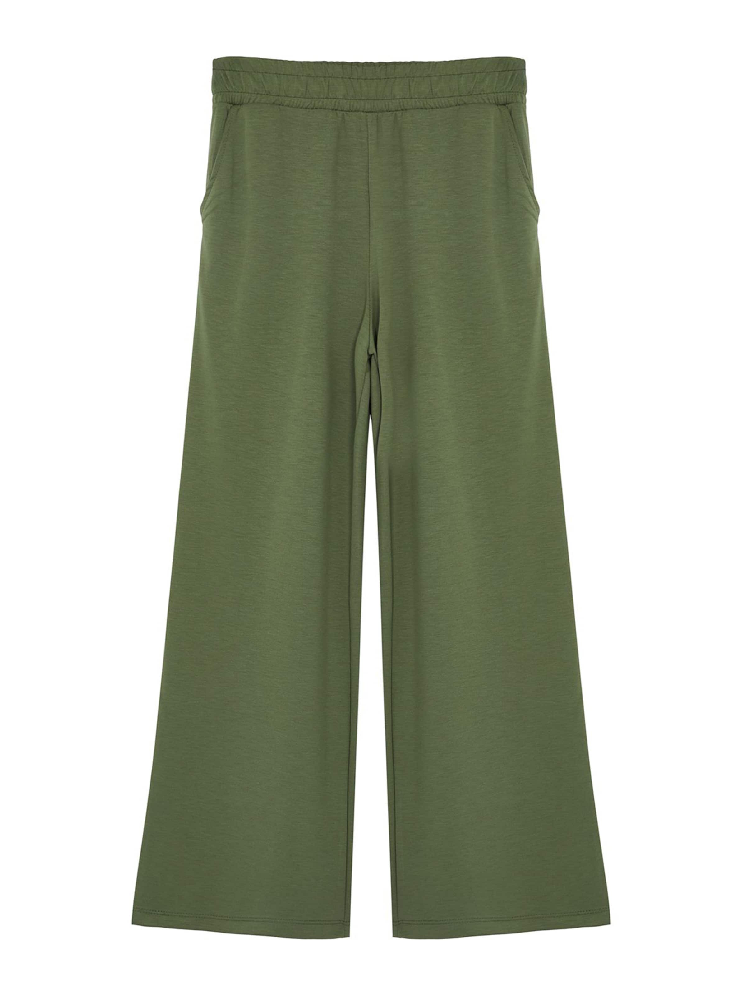 Trendyol Široký strih Nohavice - Zelená: predná strana