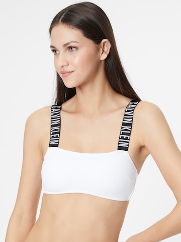 Calvin Klein Swimwear Bralette Bikini Top in White: front