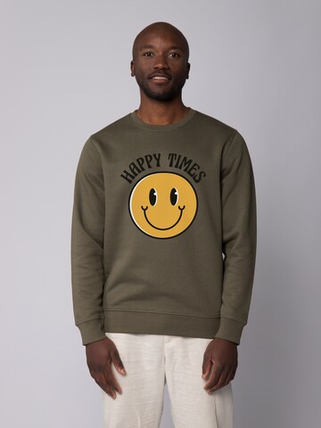Felpa ' Happy times smiley emoji ' di Watapparel in verde: frontale