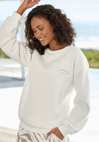 Sweat-shirt LASCANA en blanc : devant