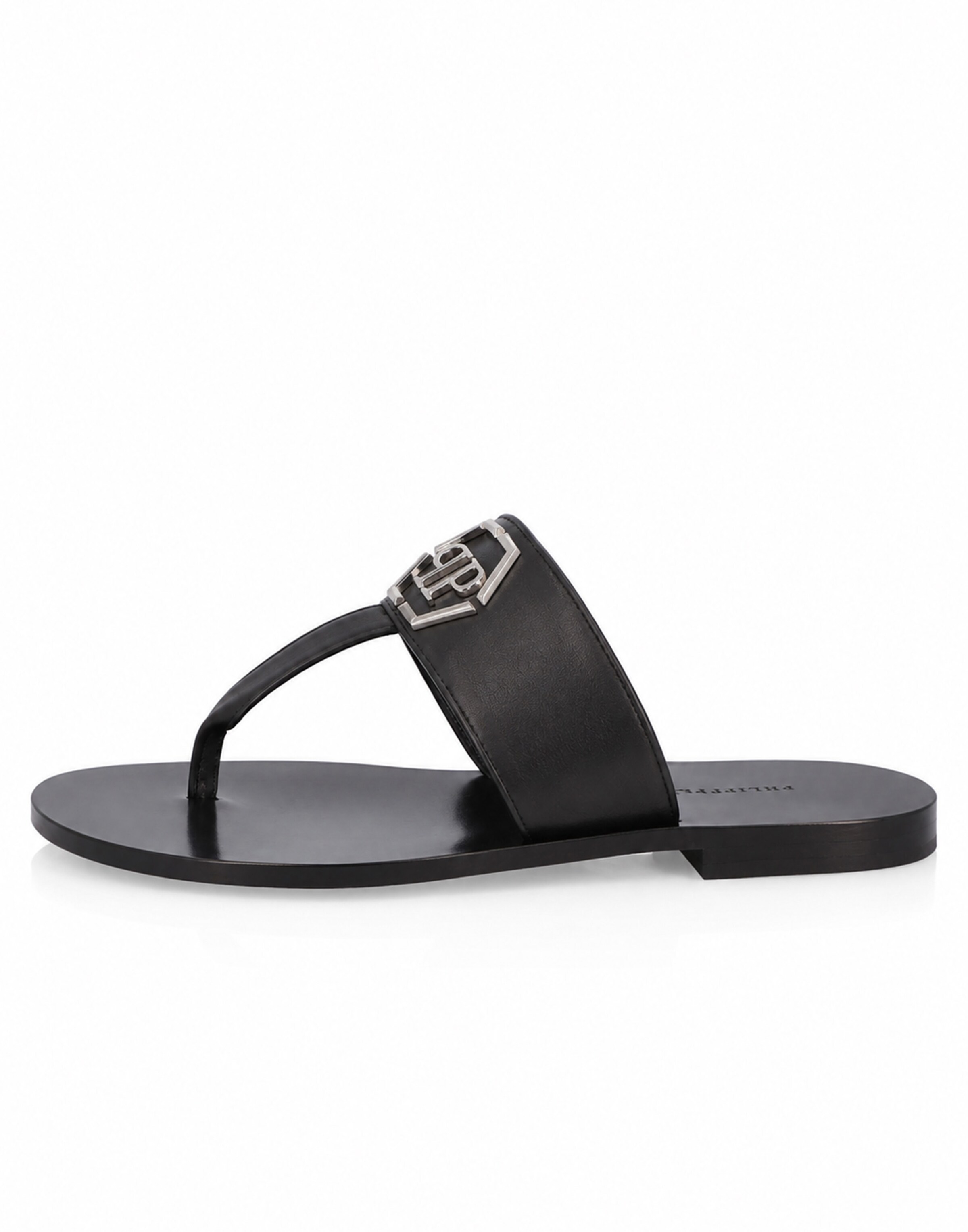 Philipp Plein - Chinelos de dedo 'Hexagon' em preto: frente