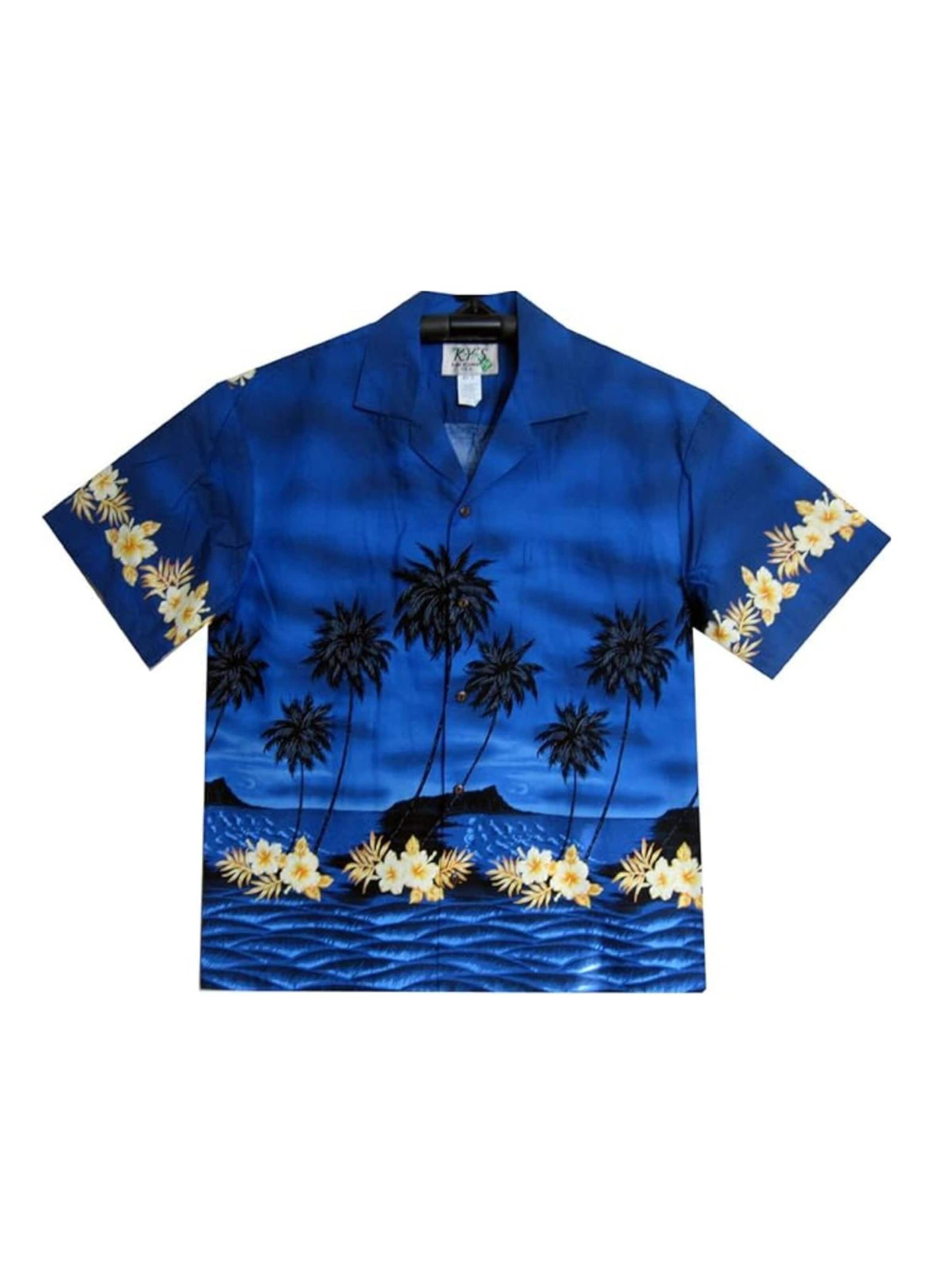 Regular fit Camicia 'Grüner Palmenwald' di KY's in blu: frontale