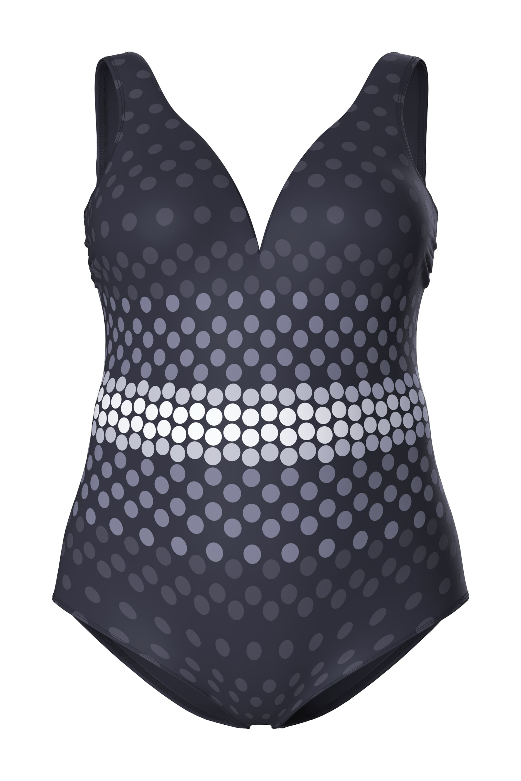 Ulla Popken T-Shirt Badeanzug in Schwarz: Vorderseite