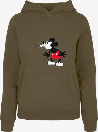 ABSOLUTE CULT Sweatshirt 'Mickey Mouse - Tongue' in oliv / rot / schwarz / weiß, Produktansicht