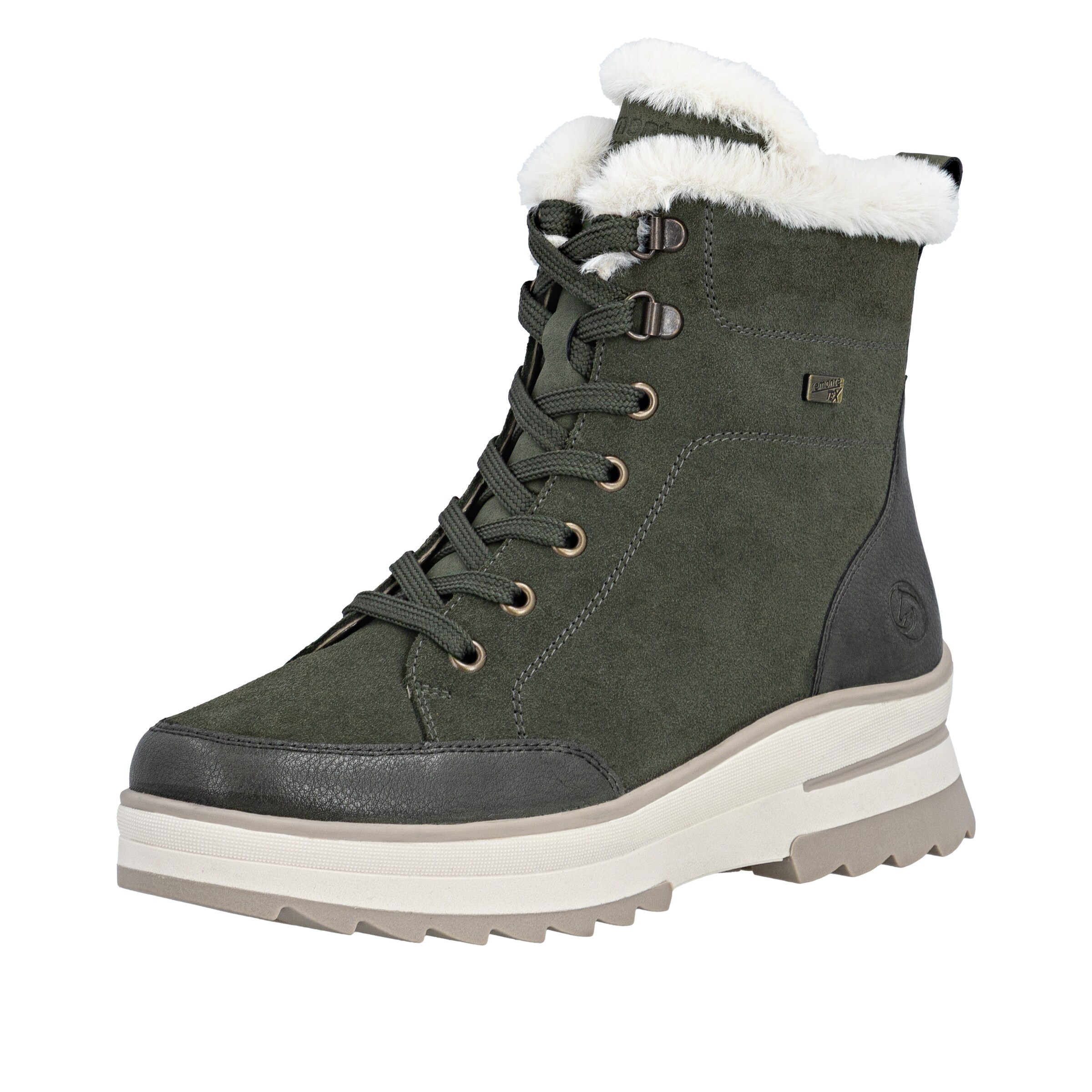 REMONTE Lace-Up Boots in Green: front