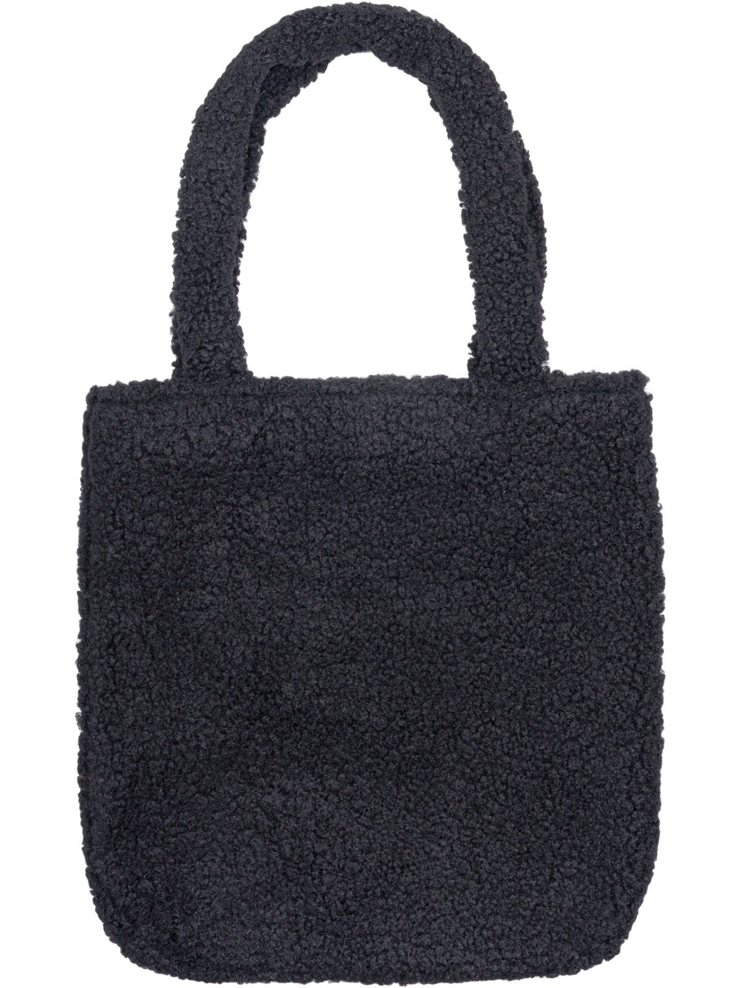 styleBREAKER Schultertasche 'Teddyfell Beuteltasche'‌‌‌‌‌ in Schwarz: Vorderseite