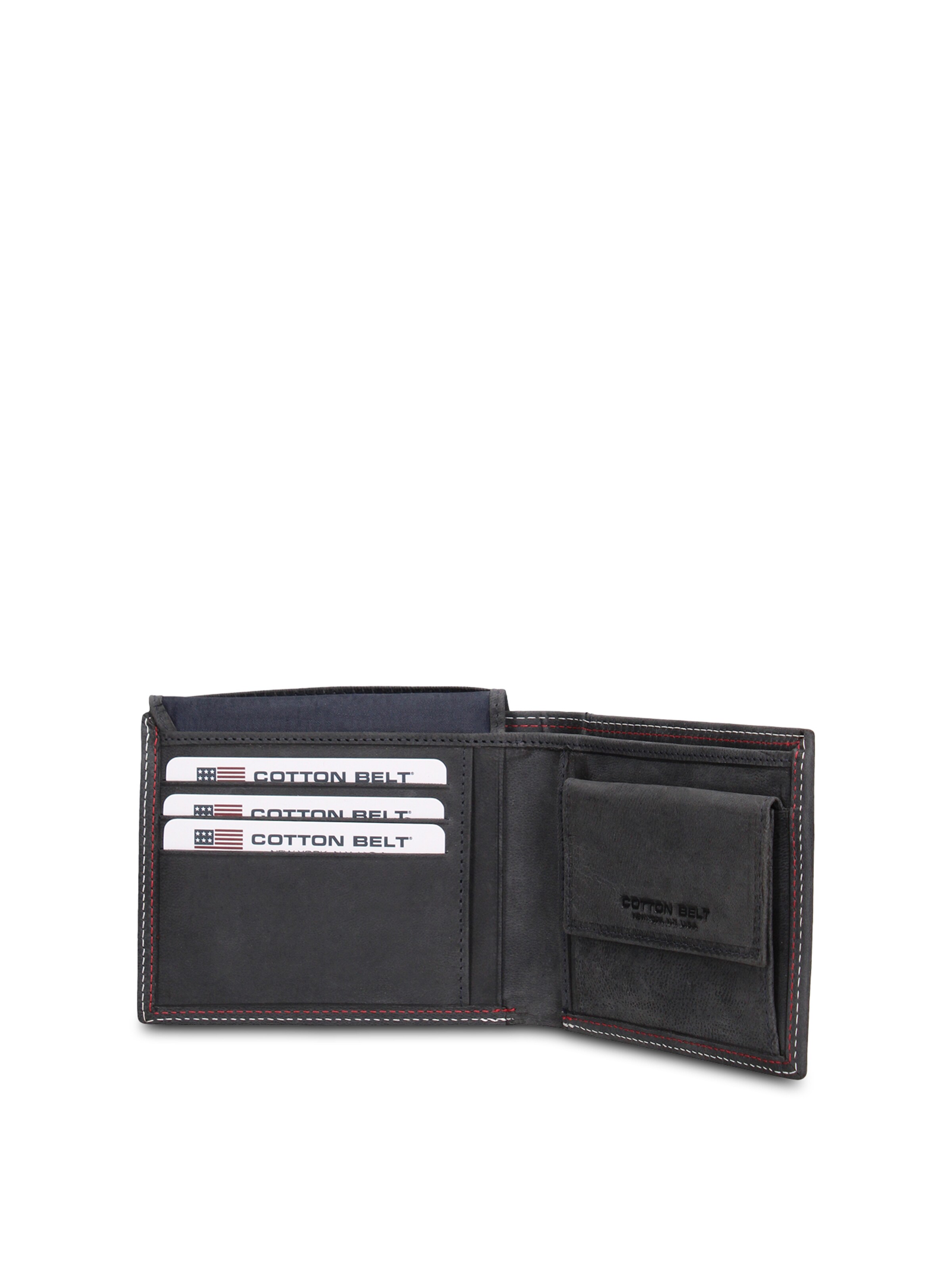 Portamonete 'Portafoglio Uomo Vera Pelle con Cuciture Rosse - Slim Design 12,5x9,5 cm' di cotton belt in blu