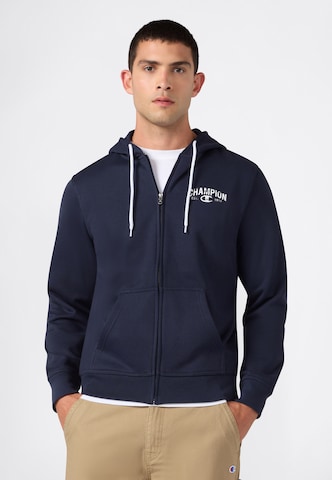Champion - Sudadera con cremallera en azul: frente