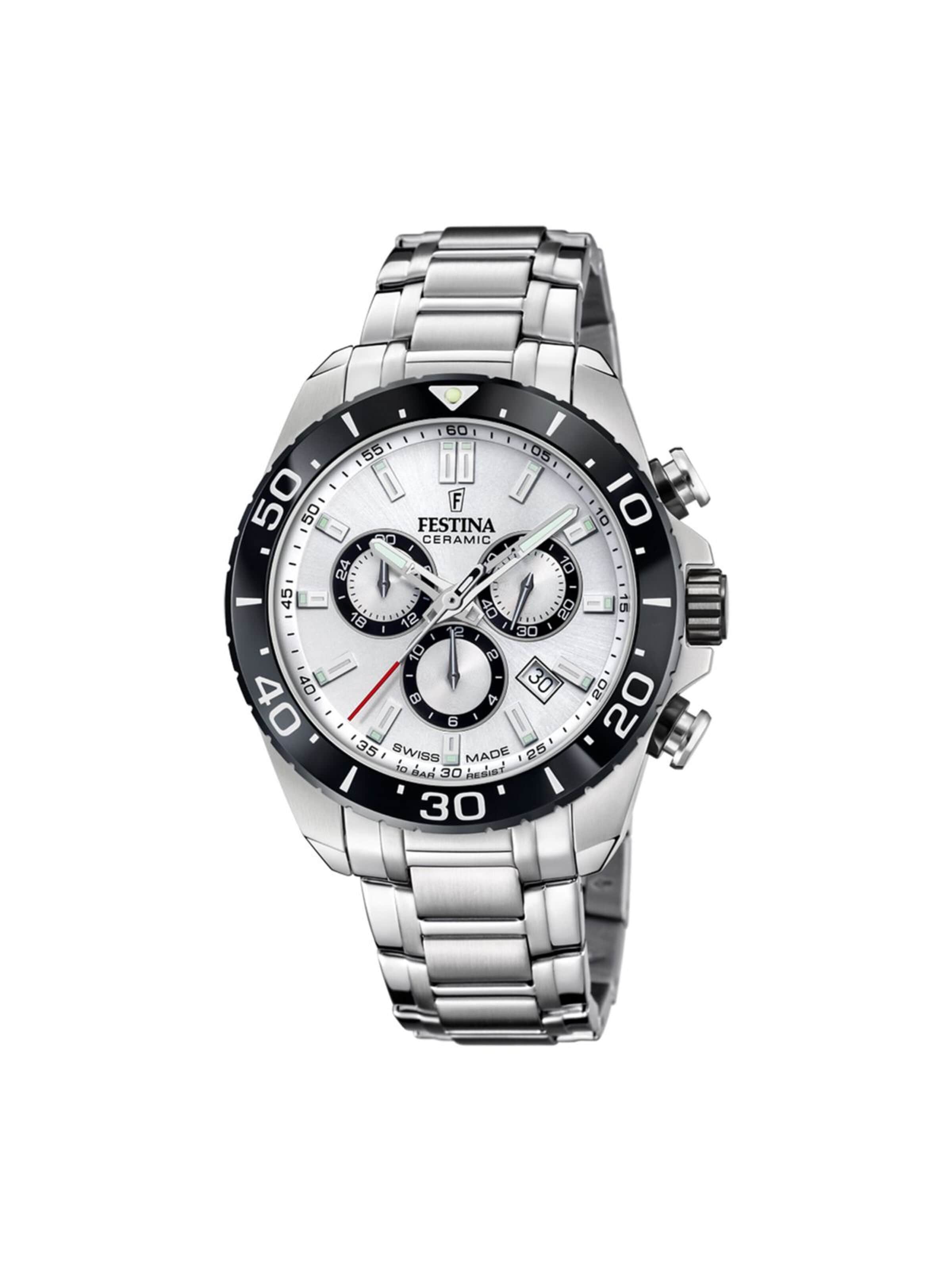 FESTINA Analogové hodinky 'Chronograph Chrono Swiss Made' – bílá: přední strana