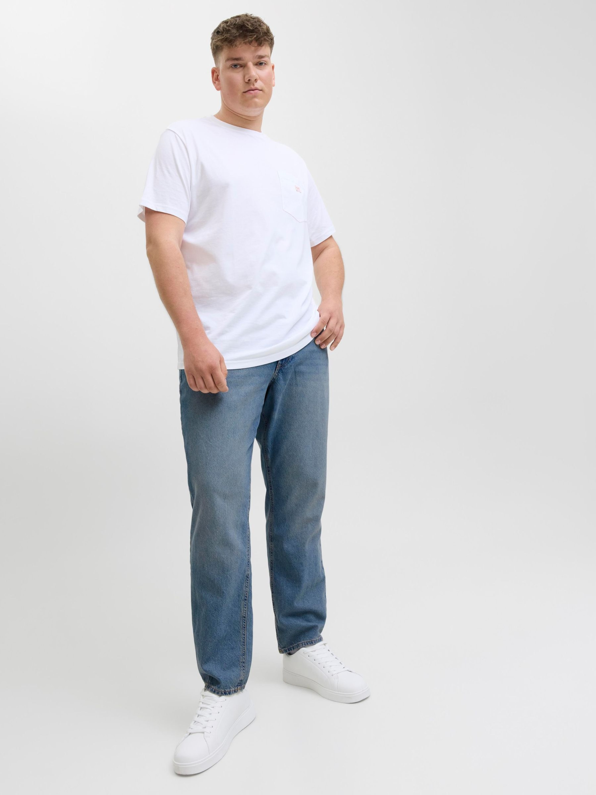 Jack & Jones Plus Tapered Jeans 'JJIMIKE JJORIGINAL' pe Albastru