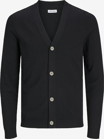 JACK & JONES Knit Cardigan 'JJEEmil' in Black: front