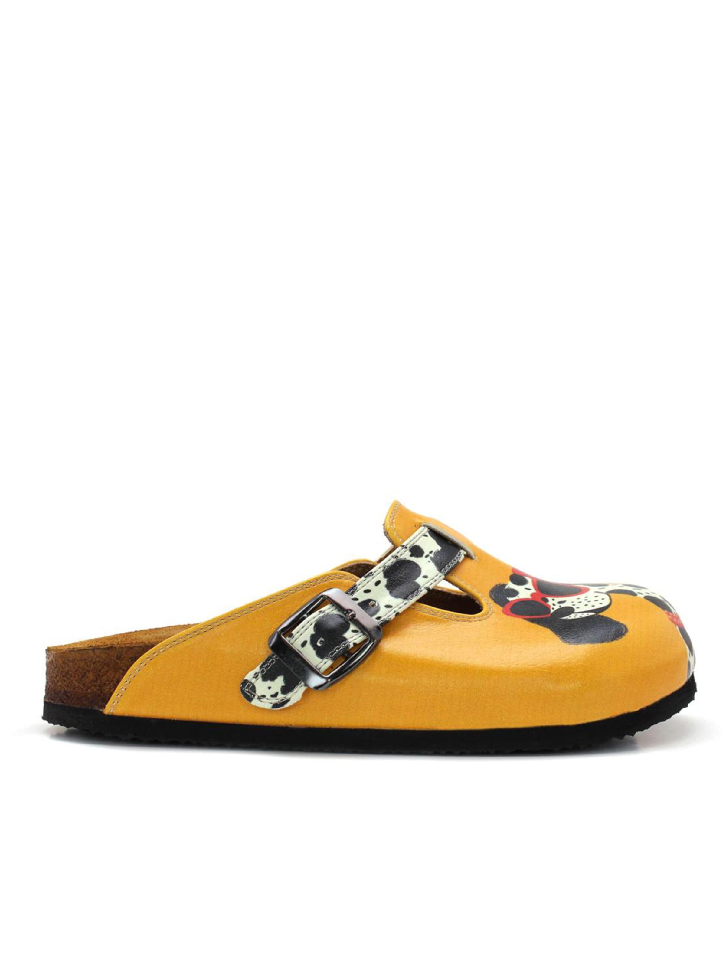 Goby - Zuecos 'Women Calceo Yellow Clogs WCAL5439 with dalmatian' en amarillo: frente