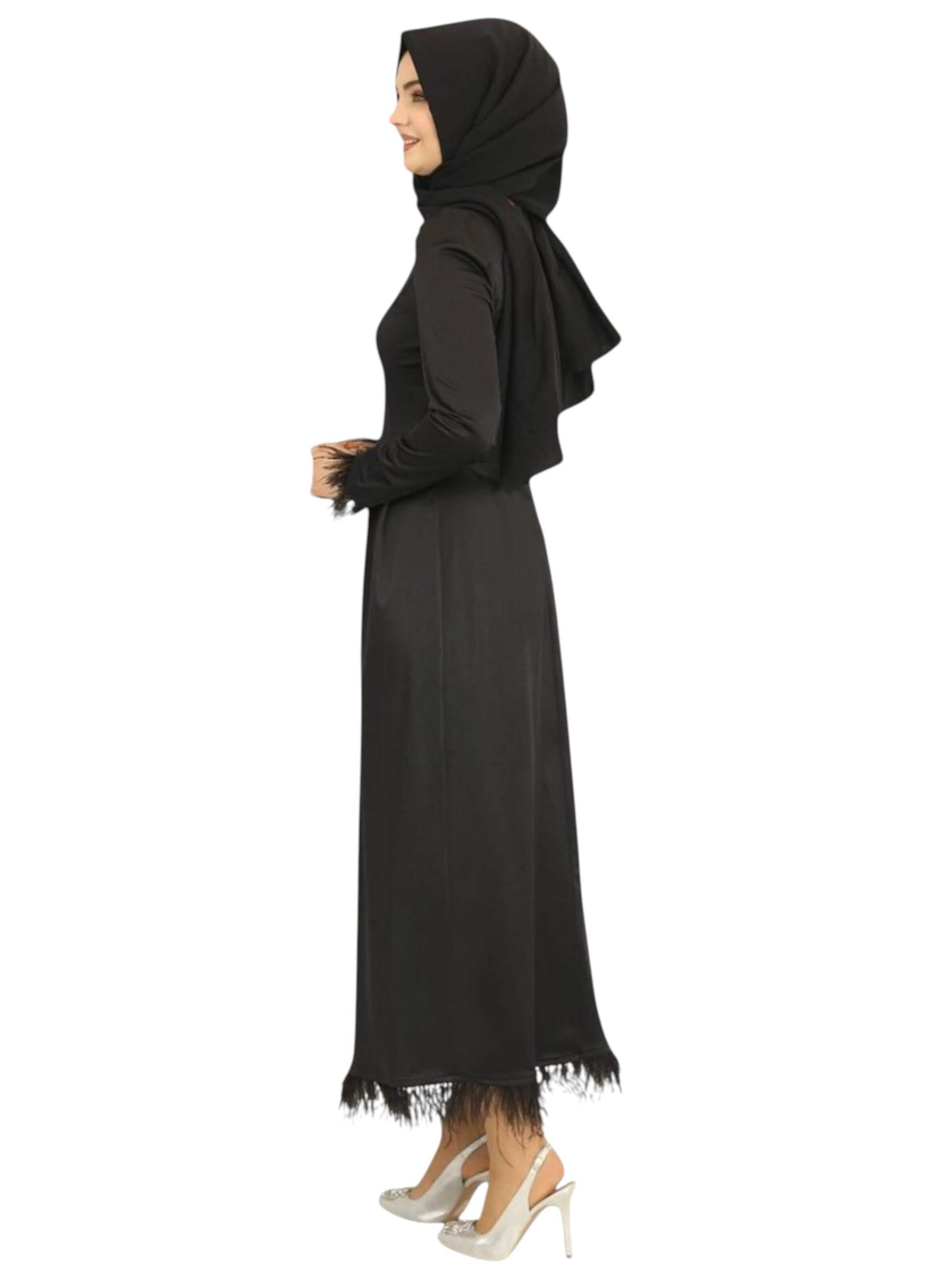 fashionshowcase Evening Dress 'Feather Grace' in Black