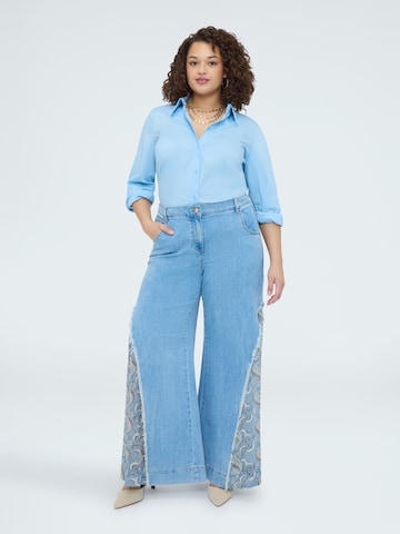 évasé Jean Fiorella Rubino en bleu : devant