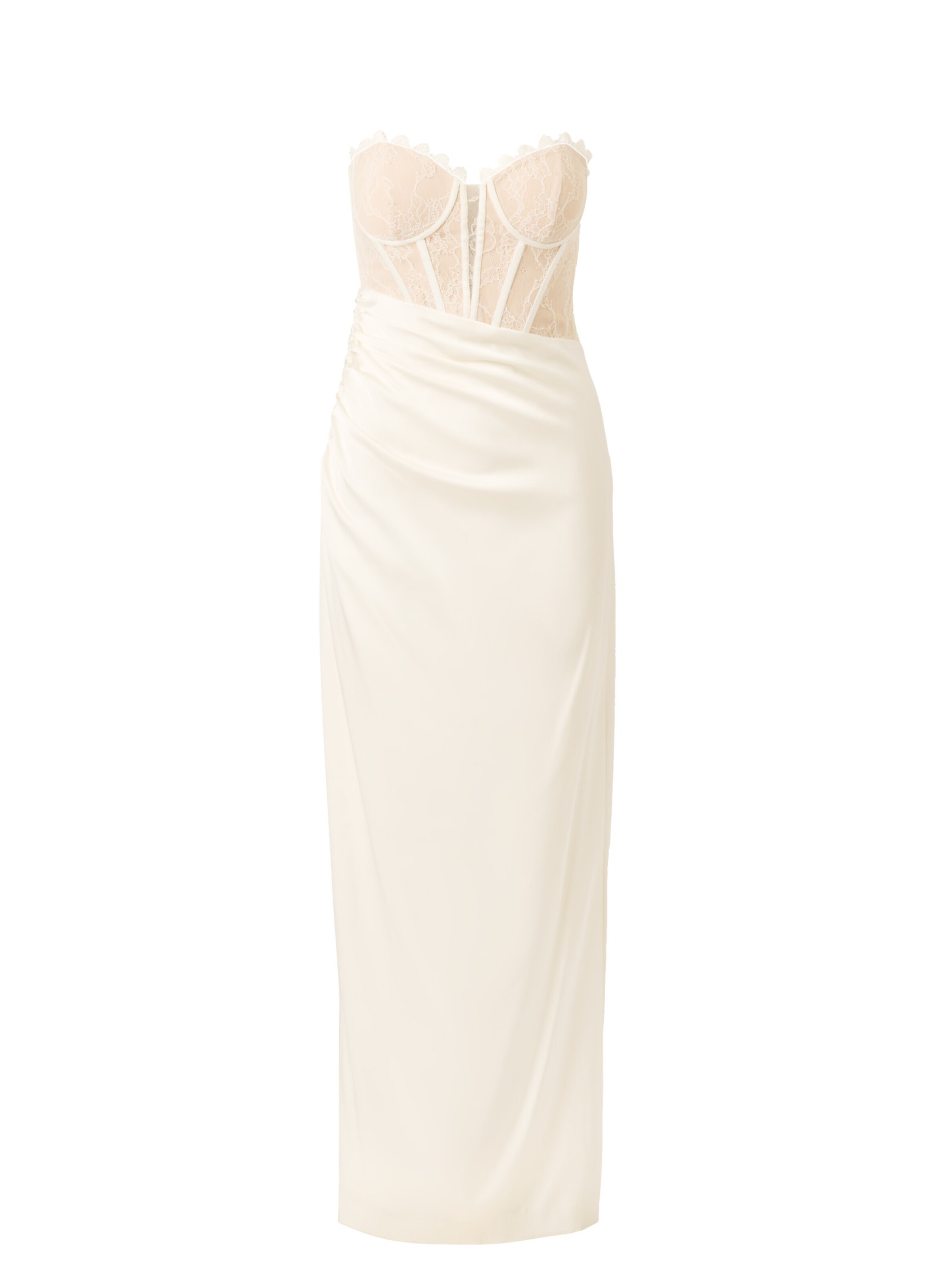 Adrianna Papell Evening Dress 'Satin and Lace Long Dress' in White, Item view