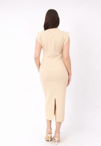 Elara Strikkjole i beige