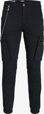 JACK & JONES Tapered Cargo Pants 'MARCO LORENZO' in Black: front