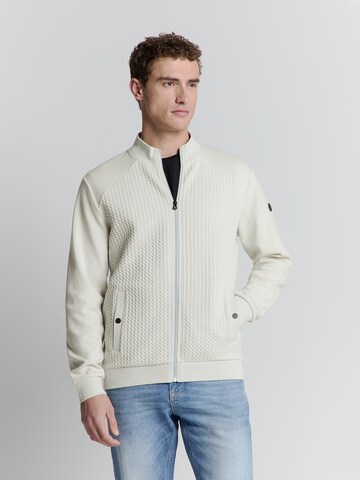 No Excess Zip-Up Hoodie in Beige: front