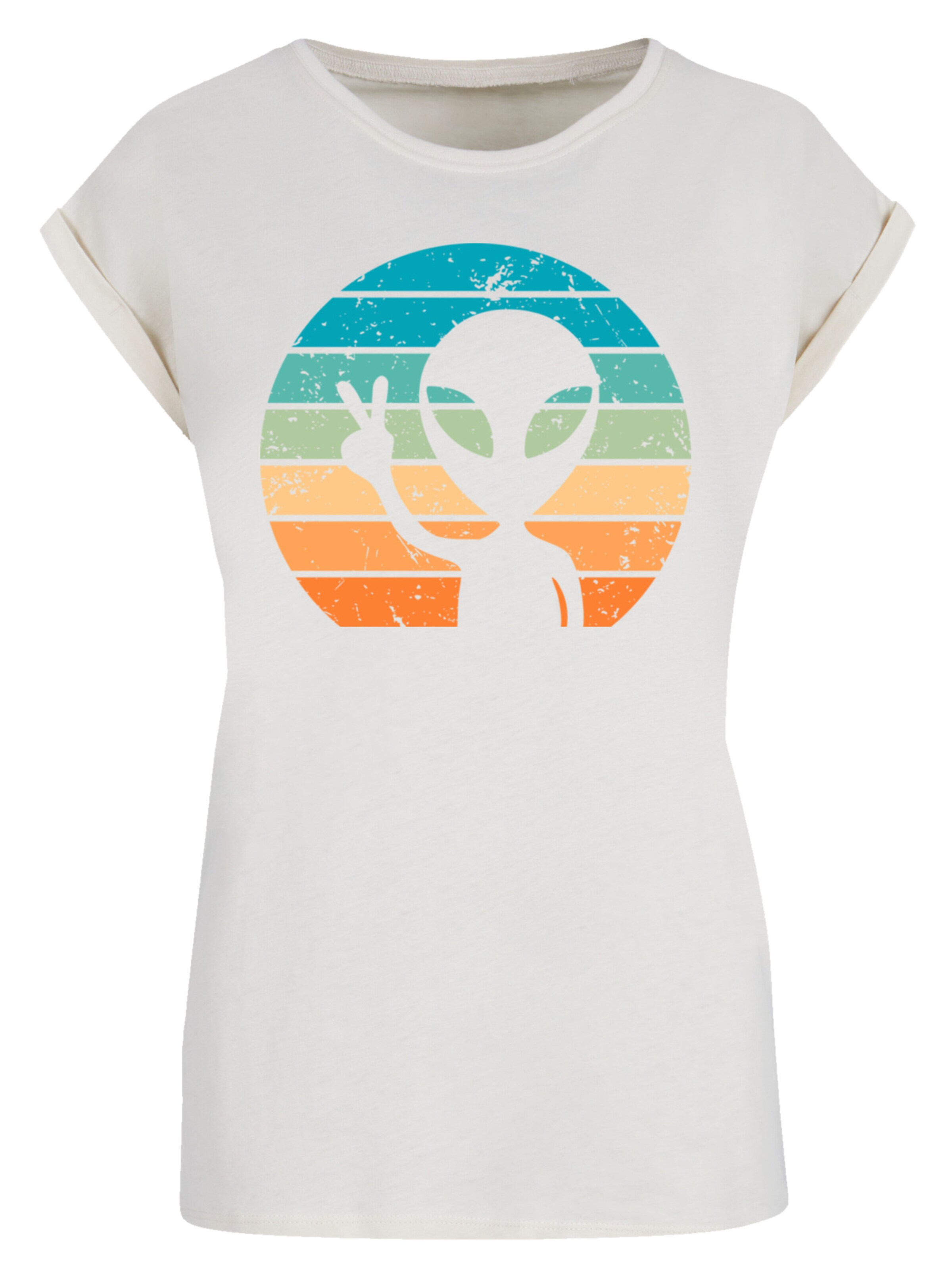 F4NT4STIC Shirt 'Alien Piece Sonnenuntergang' in Beige: voorkant