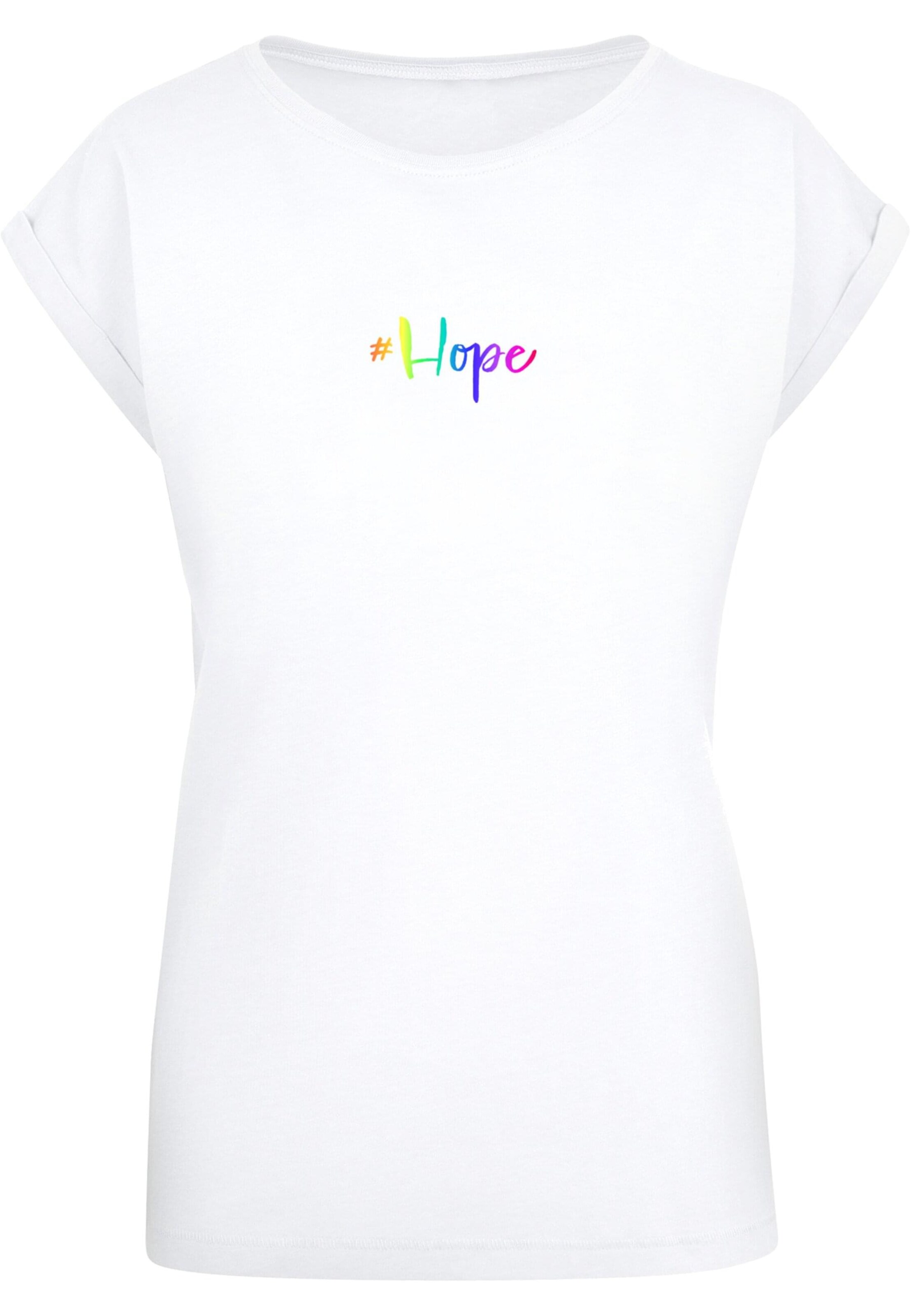 Merchcode Shirt 'Hope Rainbow' in White: front