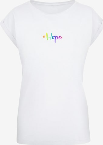 Merchcode T-Shirt 'Hope Rainbow' in Weiß: predná strana