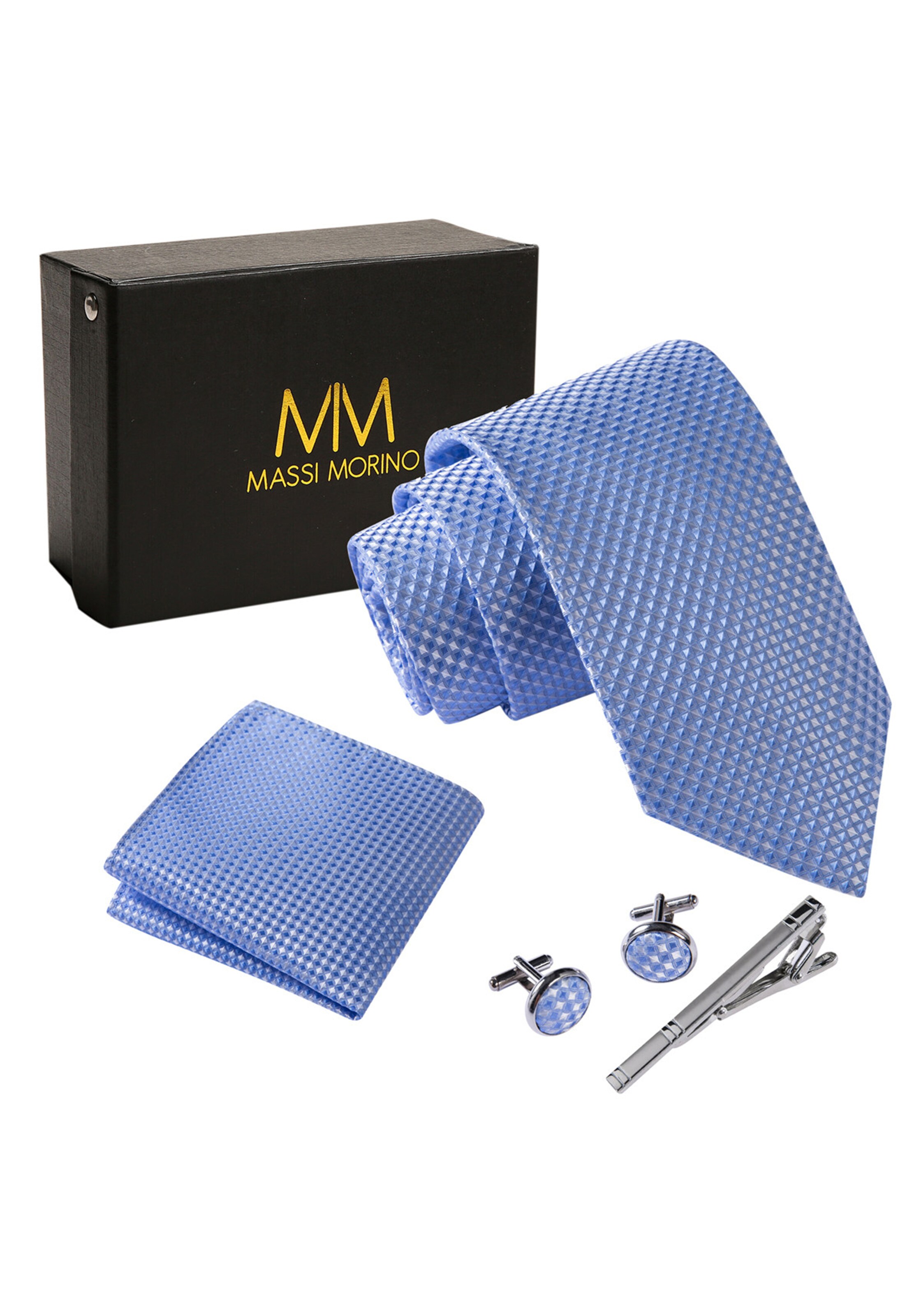 Massi Morino Krawatte in Blau: Vorderseite