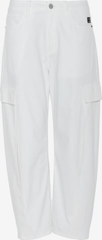 Barrel Jeans cargo 'Masie' di Elias Rumelis in bianco: frontale