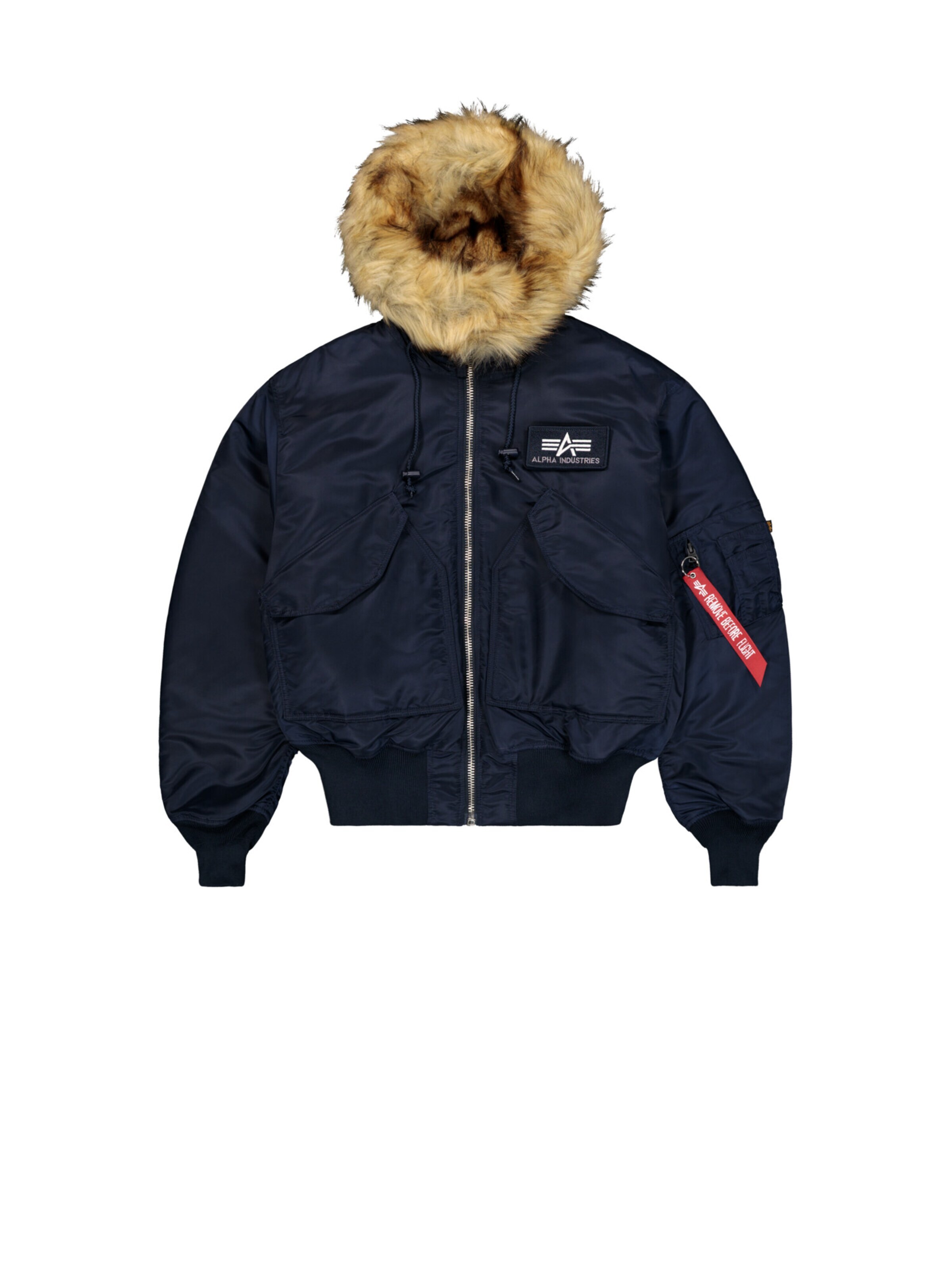 ALPHA INDUSTRIES Winter Jacket '45/P Hooded Custom' in Blue: front