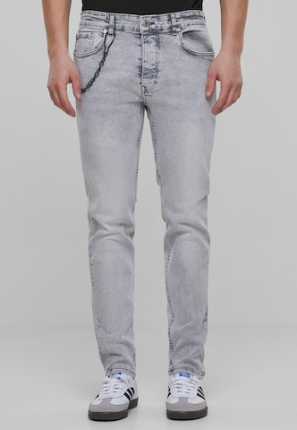 2Y Premium Tapered Jeans in Grey: front