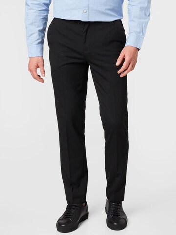 BURTON MENSWEAR LONDON Slim fit Trousers with creases in Black: front