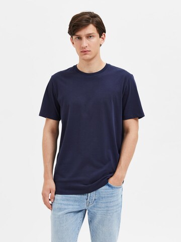 T-Shirt 'Aspen' SELECTED HOMME en bleu : devant